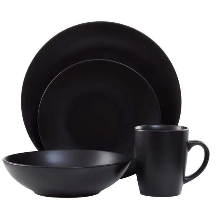 Premier 16 Piece Black Stoneware Dinner Set 0723384 – Homely Ng