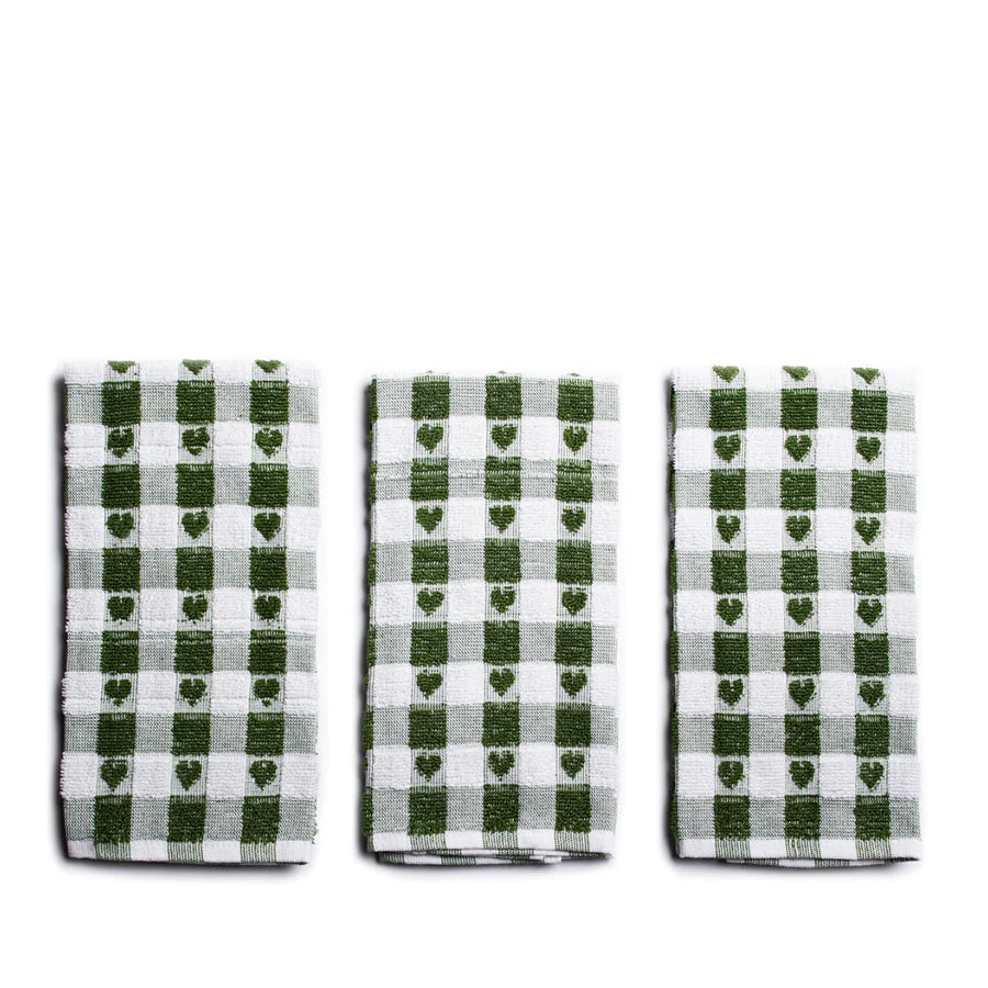 Sabichi Set of 3 Sage Heart Tea Towels - 200167