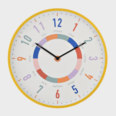 Hometime Kid's Tell The Time Wall Clock 30cm - Ochre - W8011