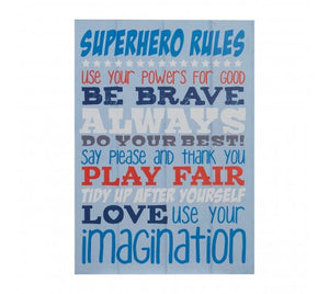 PREMIER KIDS SUPER HERO RULES WALL PLAQUE 20 X 28CM- 2800779